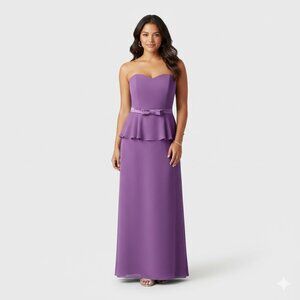Purple Chiffon Gown with Peplum Top